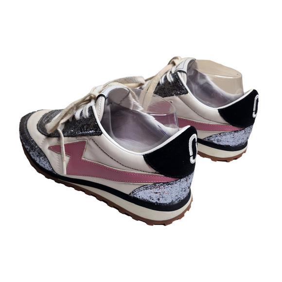 NWOB Marc Jacobs Astor bolt lighting women's glitter leather sneakers 7.5 - Picture 6 of 10